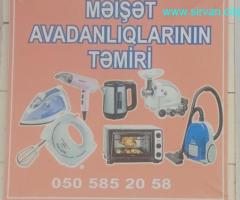 BÜTÜN MƏİŞƏT AVADANLIQLARININ TƏMİRİ.